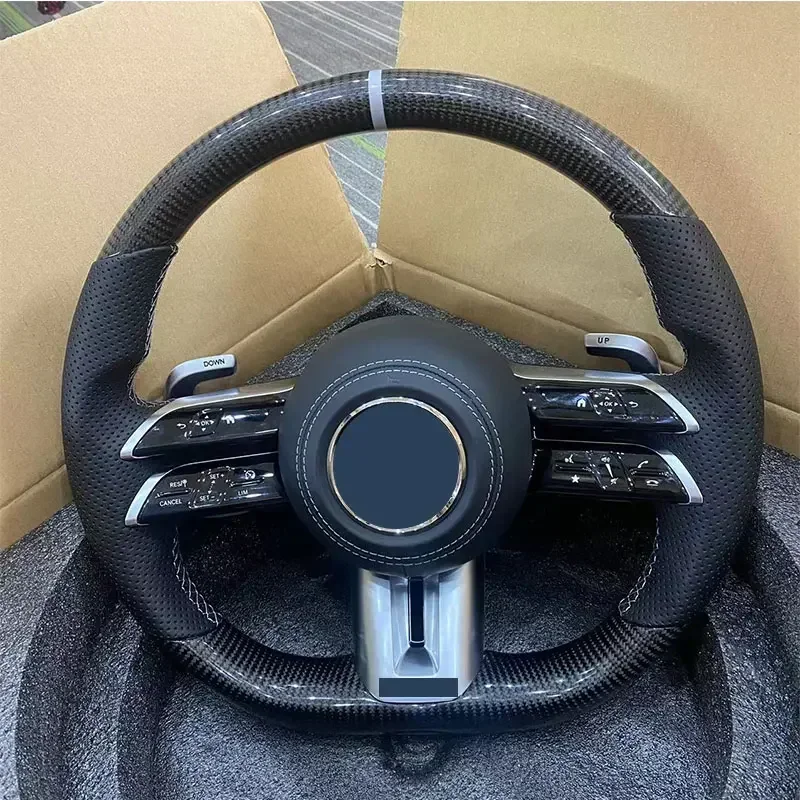 

Car Steering Wheel Fit for Mercedes W211 W213 W205 W212 W204 W447 Carbon Fiber Steering Wheel Perforated Leather