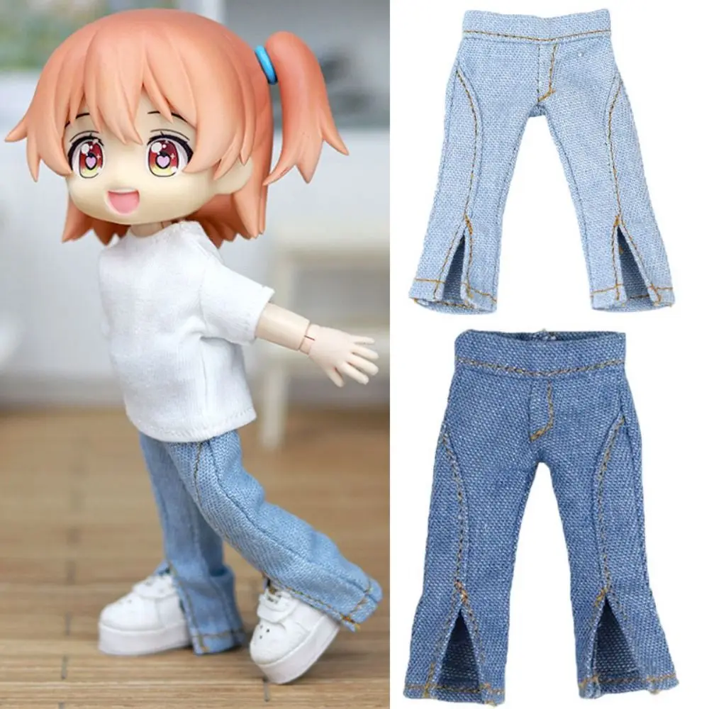 Fashion Jeans Pants Trousers For 1/11 OB11 Dolls For 1/12 Bjd/GSC Doll Clothes Bell-bottoms Pants DIY Doll Clothes Accessories