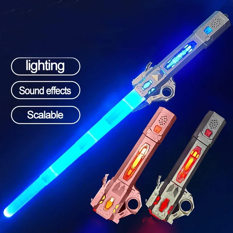 Cool Kleurrijke Lichtgevende Lightsaber Speelgoed 70 Cm Intrekbare Gecombineerde Roterende Decompressie Speelgoed Lightsaber Kinderen Volwassen Speelgoed