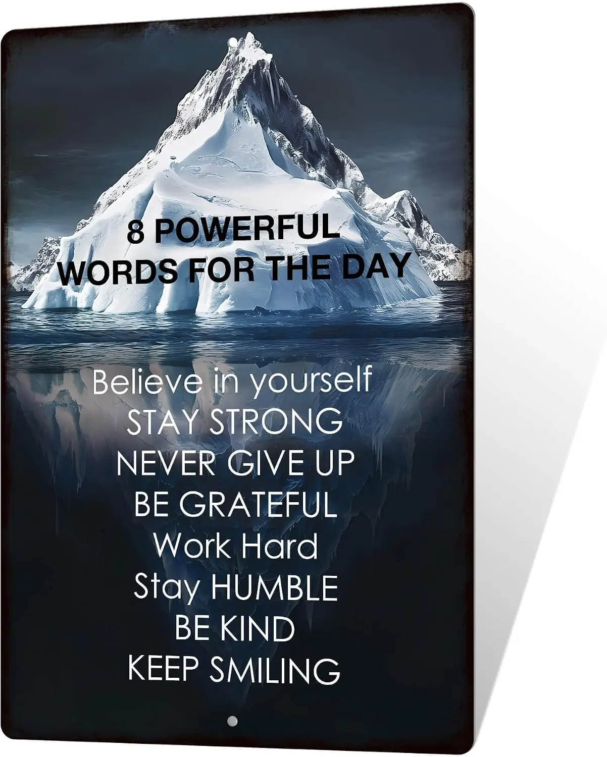 Putuo Decor 8 Powerful Words For The Day Metal Signs Inspirational Wall Decor Success Motivational Quotes Tin Sign For Office Ho