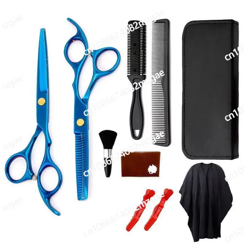 Electroplated black hand cut hair scissors set hair scissors