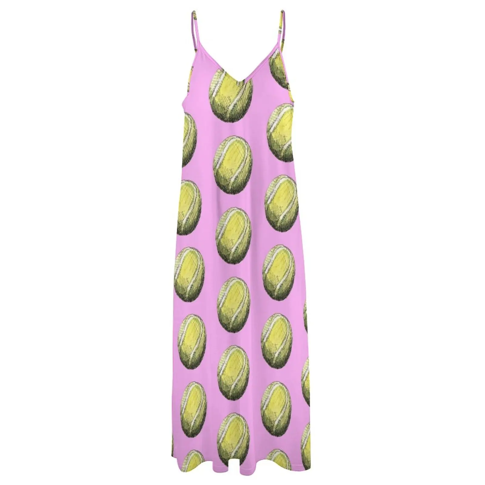 Tennis Ball Pattern - Pink Sleeveless Dress women evening dress bandage dress women dresses