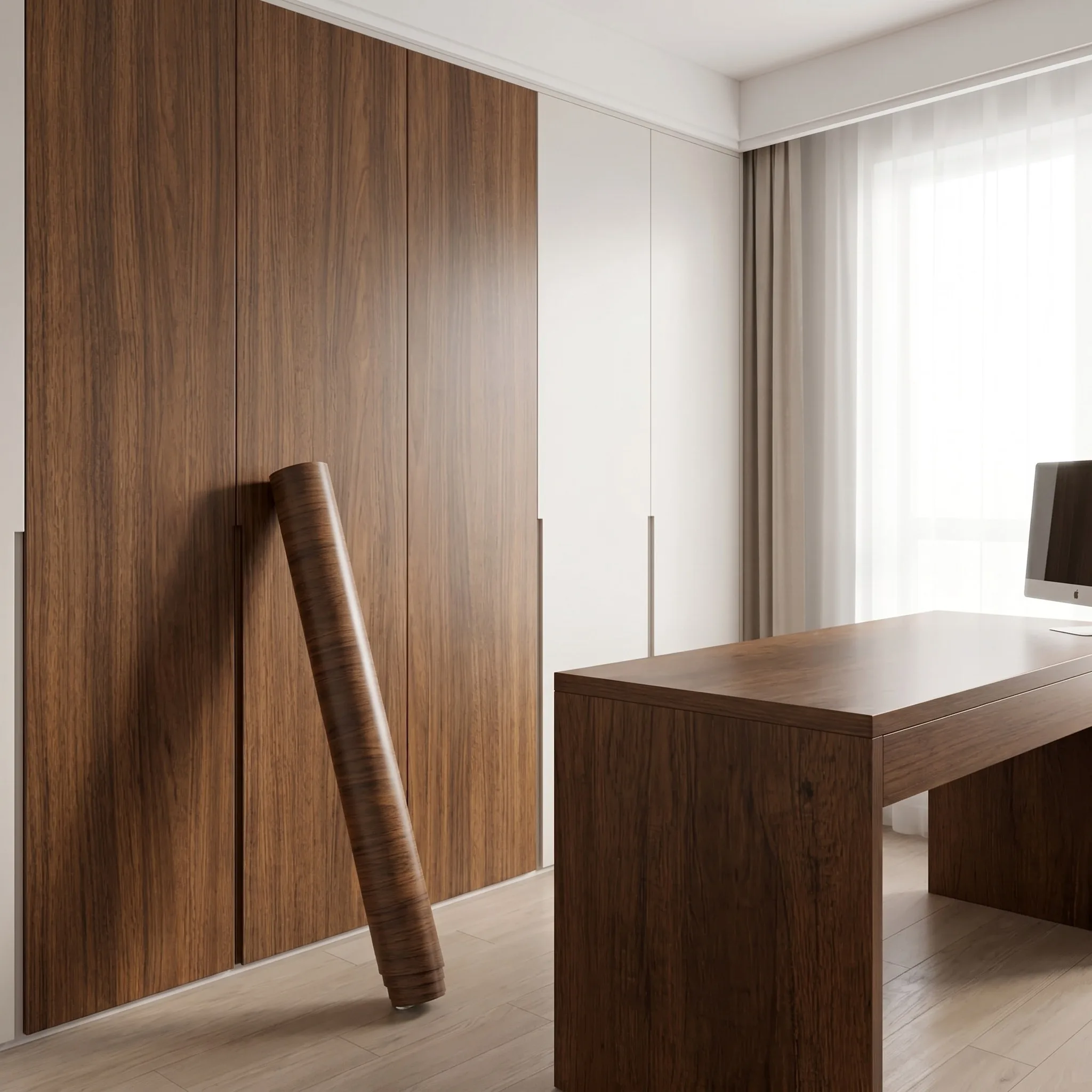 Wood Grain Self Adhesive Wallpaper Waterproof Vinyl Sticker Peel and Stick Decorative Film for Wardrobe Cupboard Home Renovation