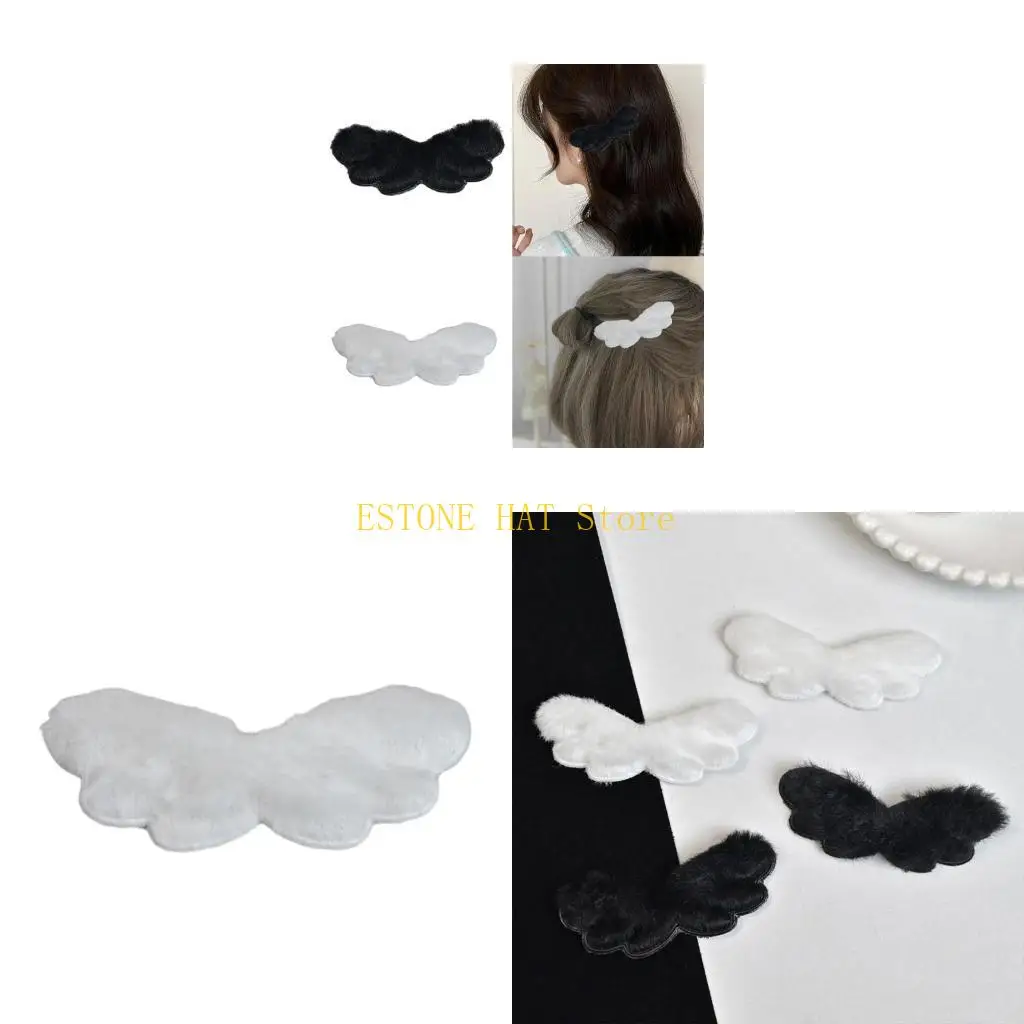 49MF Plush Wing for Hair Clip Making Garments Craft Headbands Wing Appliques Sewing Headwear Patches Clothing Garments
