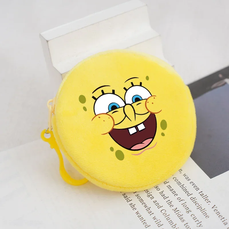 SpongeBob SquarePants Round Coin Purse Cute Cartoon Printing Large Capacity Cosmetic Bag Fashion Portable Handbag Boys Girl Gift