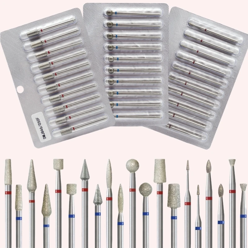 

10Pcs/set Diamond Nail Drill Bit Set Nail Diamond Milling Cutter for Manicure 3/32" Burr Electric Nail File Cuticle Remover Tool