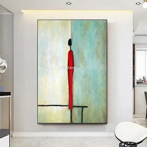 Mintura-pintura al óleo de figura abstracta pintada a mano sobre lienzo, arte de pared grande moderno para sala de estar, decoración del hogar, obra de arte Perfec