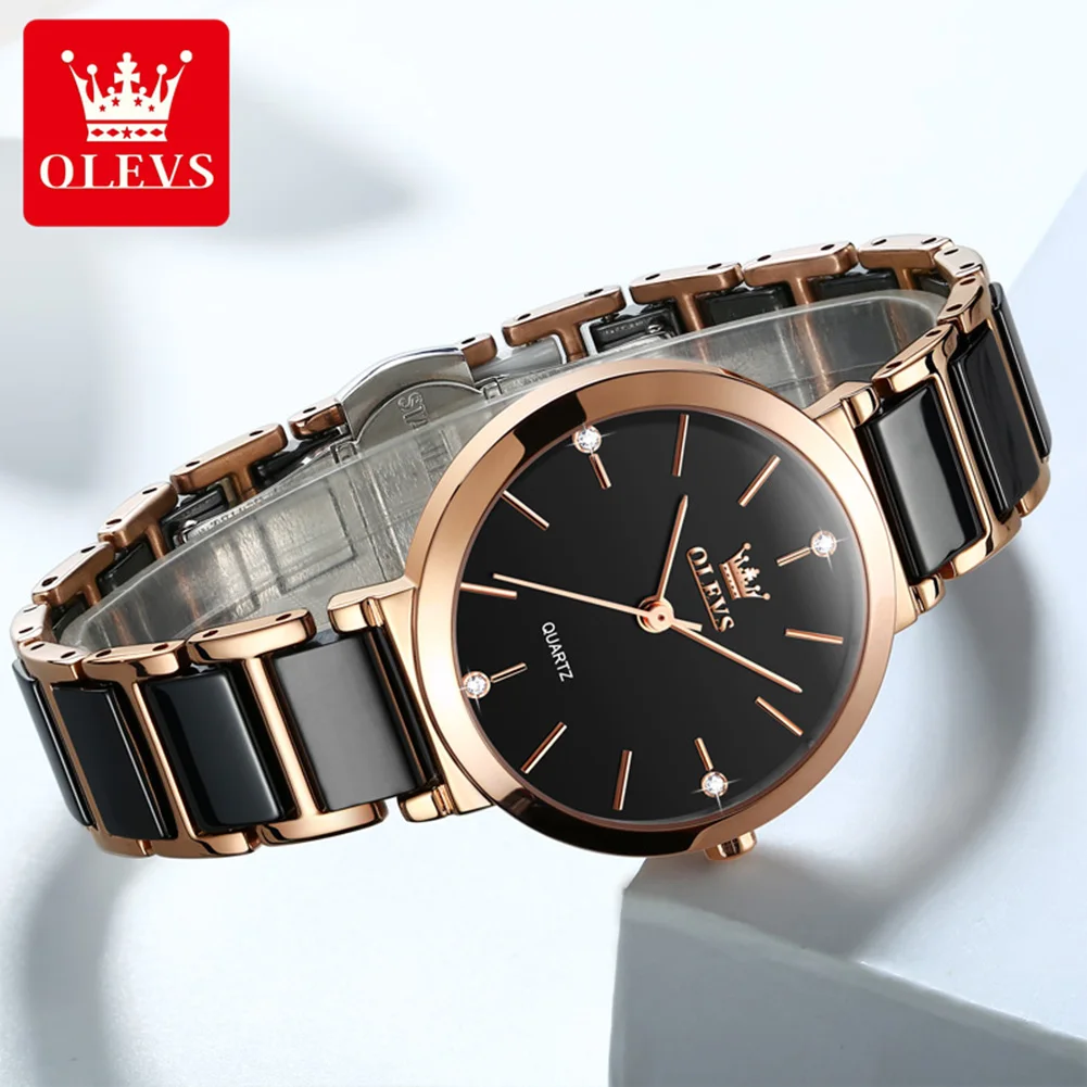 OLEVS – montre à Quartz en céramique pour femmes, étanche, marque de luxe, élégante, cadeau