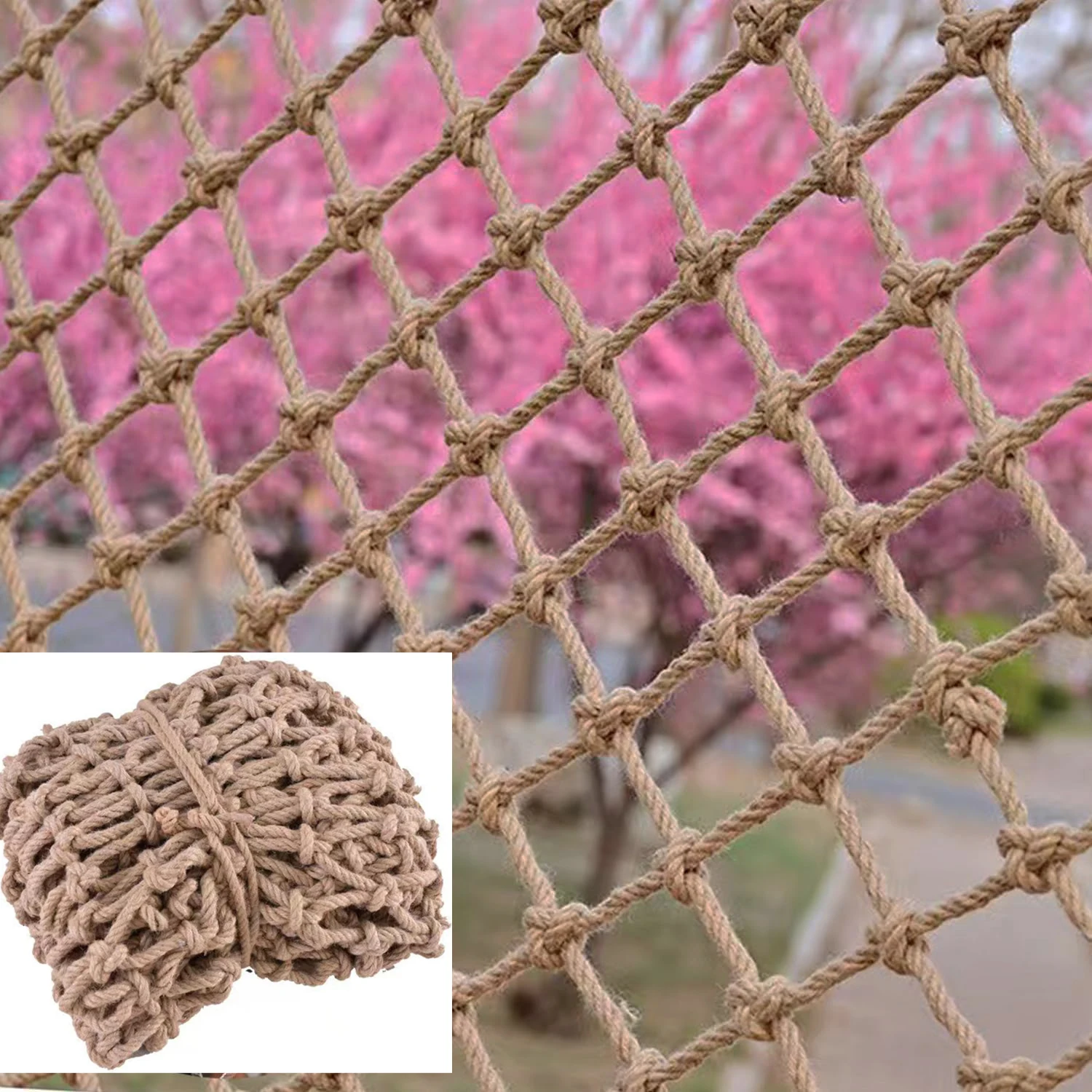 Hemp Rope Climbing Net-Child Safety Net Climbing Netting, Nature Jute Rope Decorative Net ,Garden Balcony Stair Protection Fence