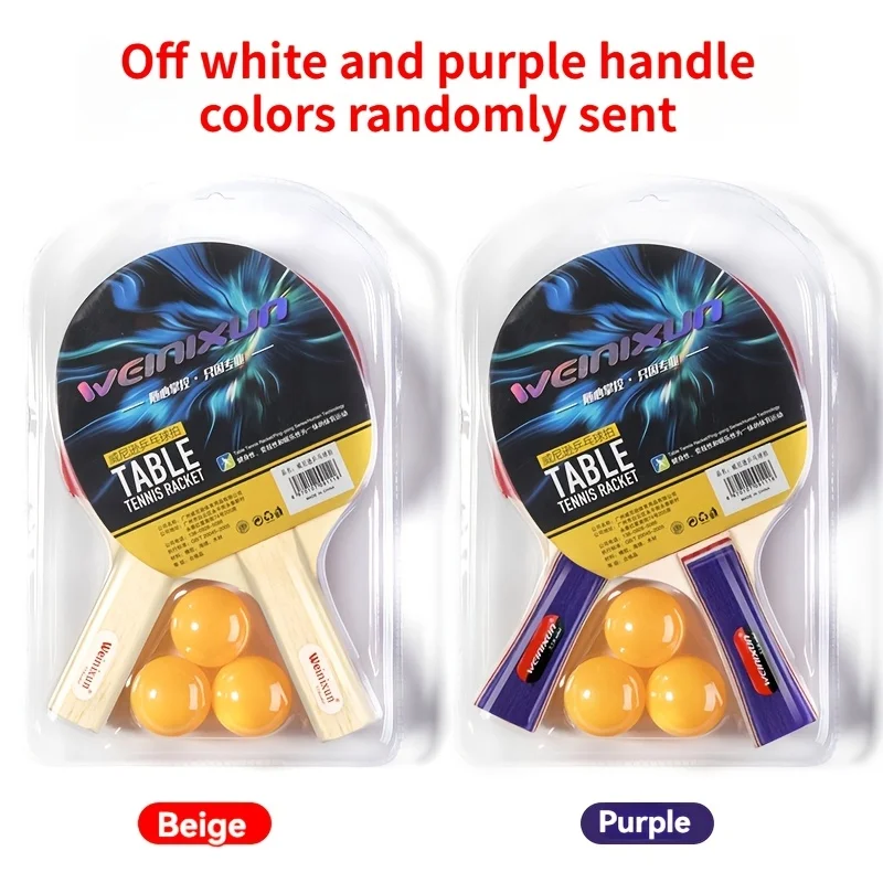 Winnison Table Tennis Racket Set for Entertainment and Practice, Horizontal Racket for Beginners, Random Handle Color