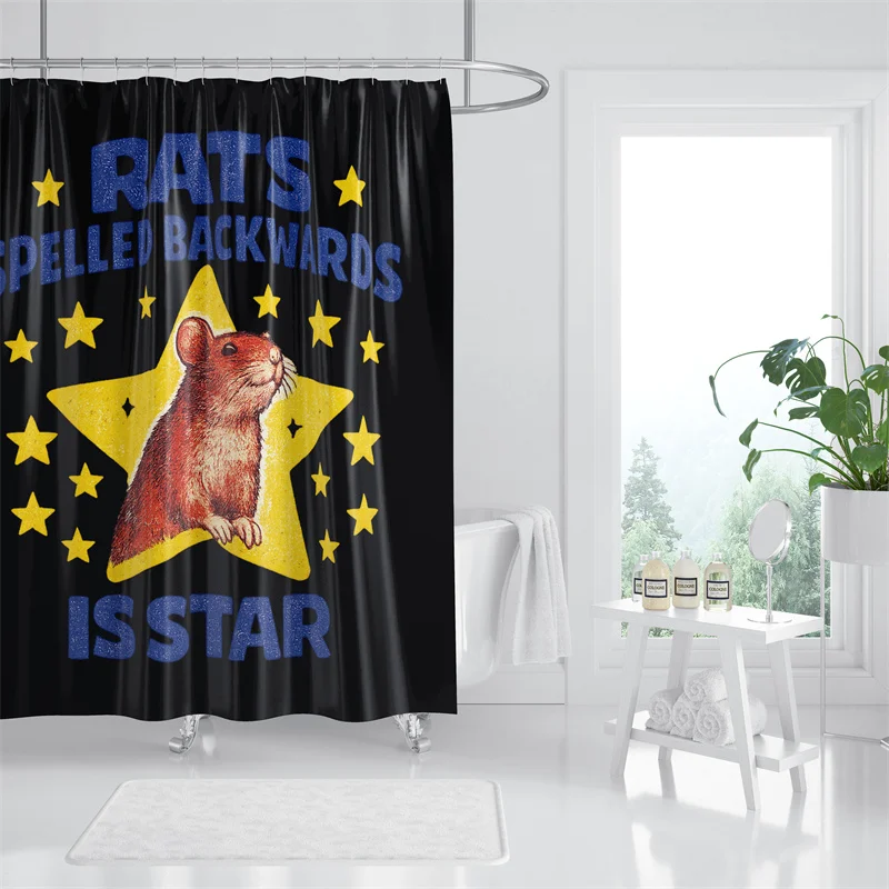 Gaslight Gatekeep Girlboss Rats Spelled Backwards is Star Shower Curtain Set with Grommets and Hooks for Bathroom Decor