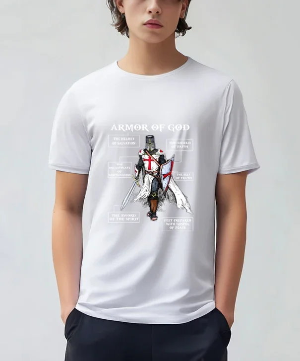 GG 2024 Armor Of God Crusader knight Fashion Letter Printed Pattern Unisex, graphic t shirts, men clothing, lovers' clothes