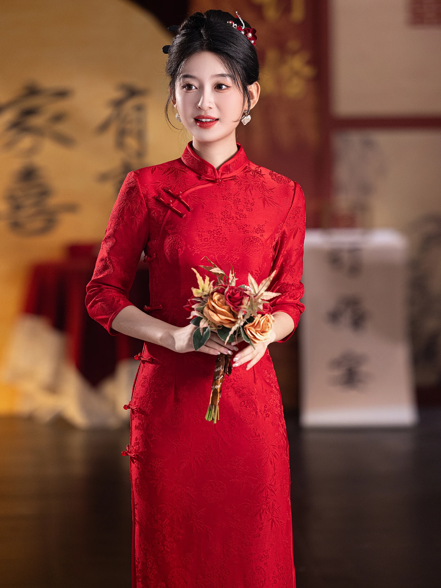 

Red Engagement Banquet Young Sle New Chinese National Sle Bride Wedding Return Home orm Ceremony Daily Wear