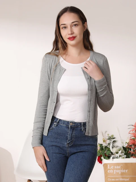 Kobieta 2025 koreański Styl Moda Z długim rękawem wokół Szyi szydełkowy Top Panie Dzianinowy Top krótka Bluza Zielony Ardigans Dla Kobiet
