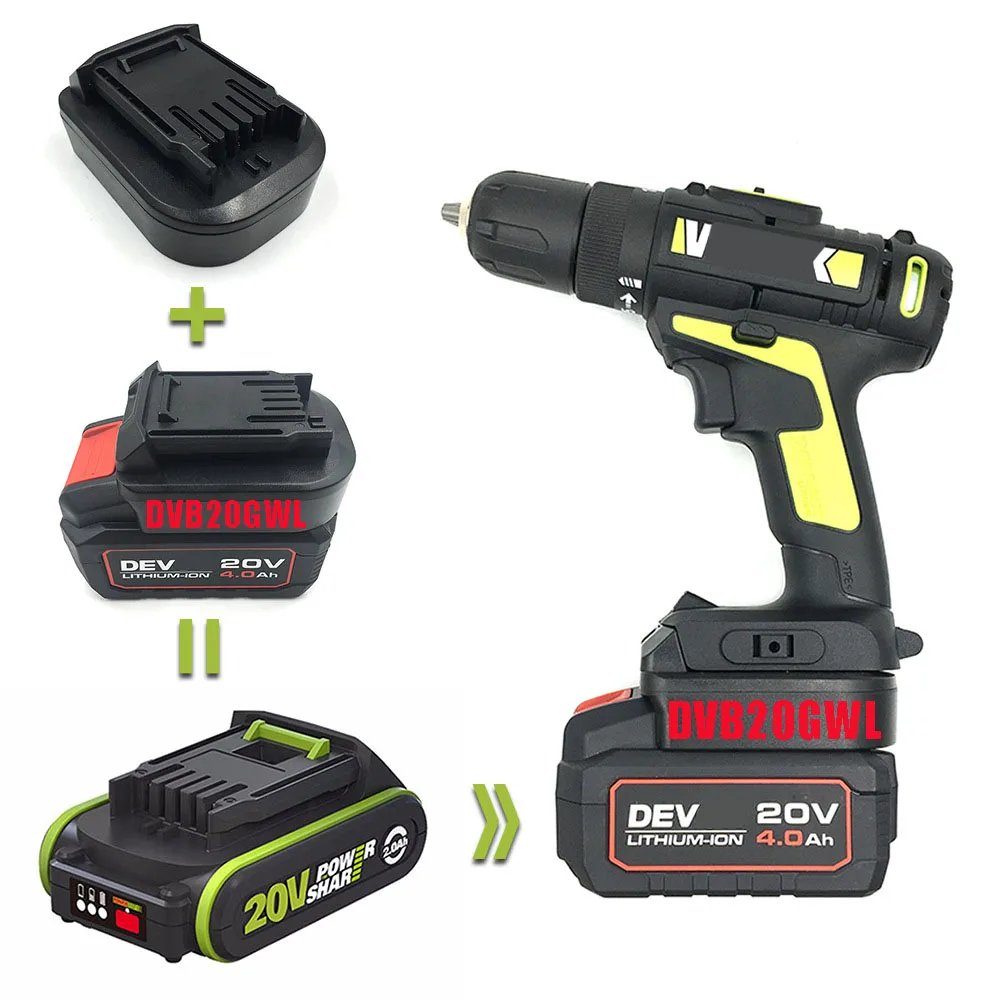 Adapter mtb18gwl dwb20gwl mwb18gwl dvb20gwl voor makita voor dewalt voor milwaukee voor devon li-ion batterij voor worx groene 20v tool