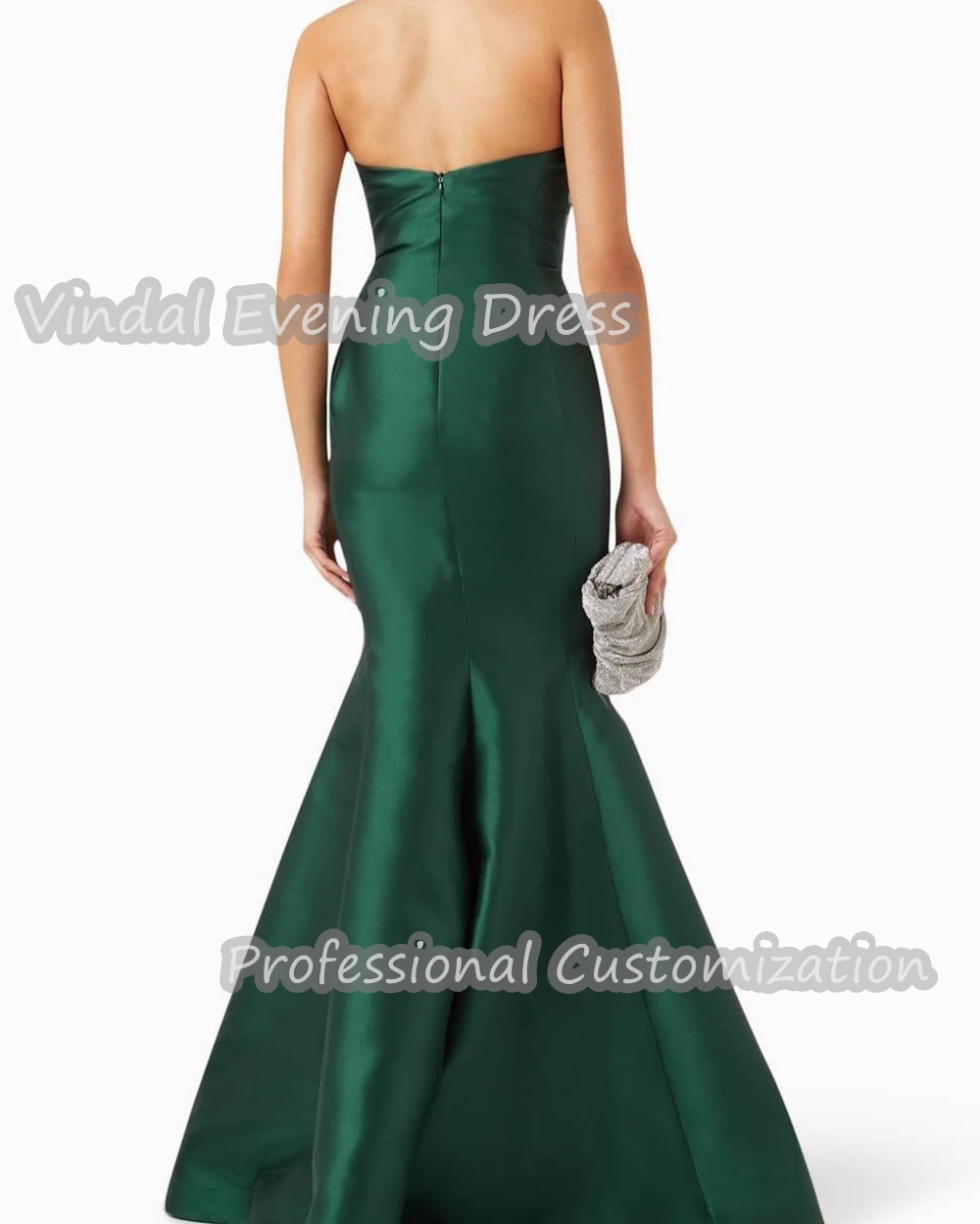 Vindal Evening Dress Strapless Floor Length Mermaid Satin Built-in Bra Ruffle Elegant Sleeveless Saudi Arabia Sexy For Woman2024