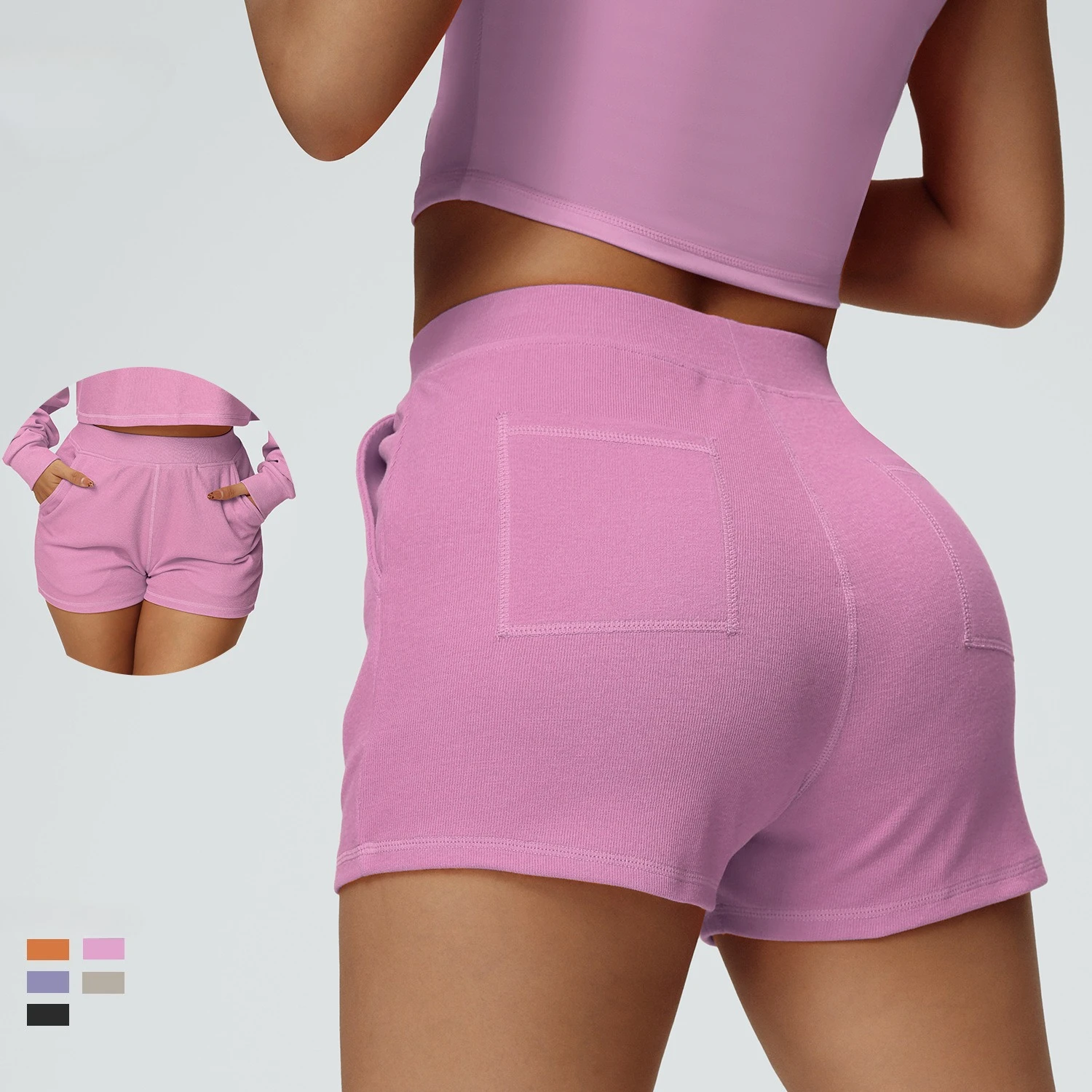 

WANAYOU быстросохнущие шорты для йоги для женщин, свободные спортивные шорты с короткими боковыми карманами, дышащие мини-короткие эластичные дышащие шорты для бега в тренажерном зале