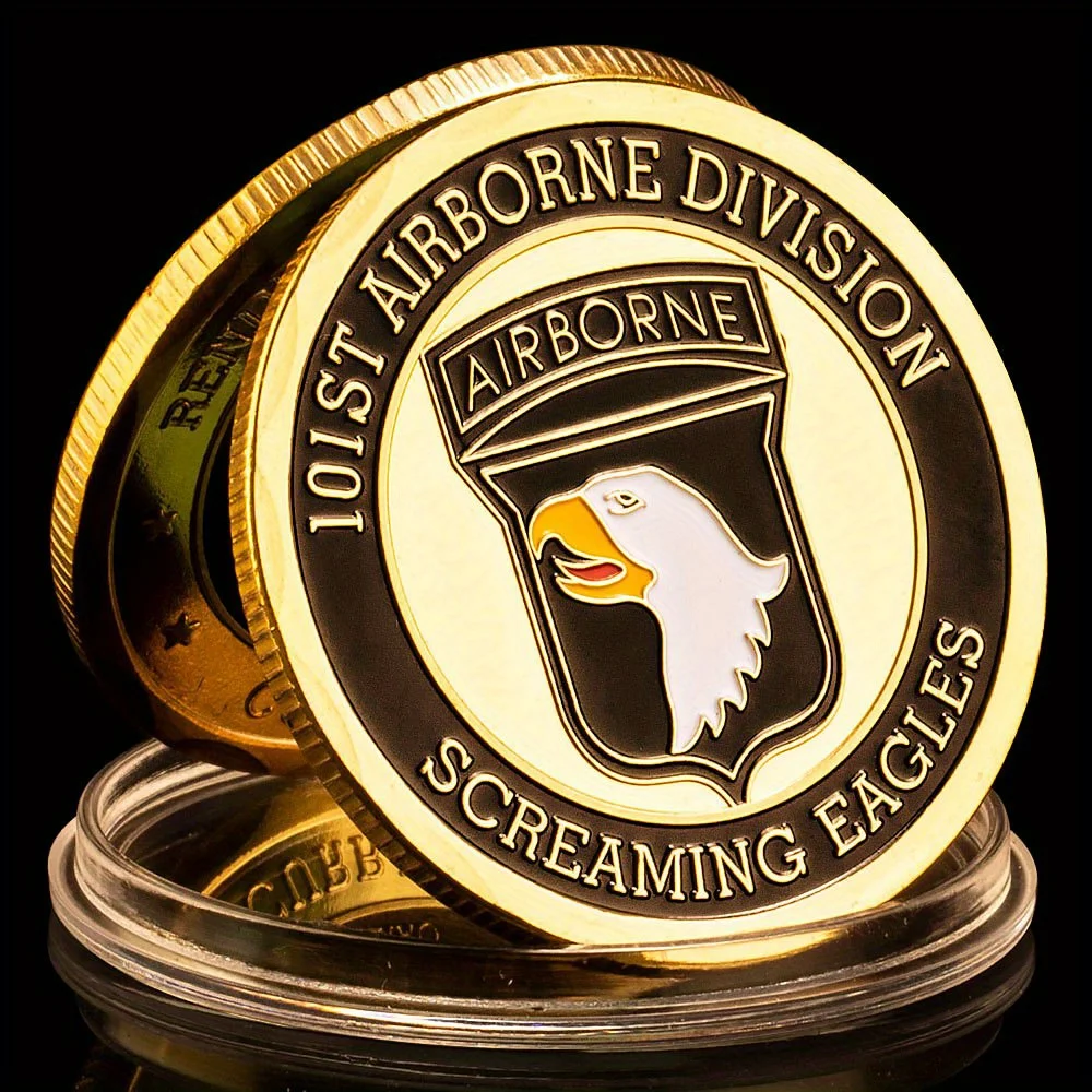 United States Army 101st Airborne Division Souvenir Coin Screaming Eagle Golden Plated Challenge Coin Commemorative Coins