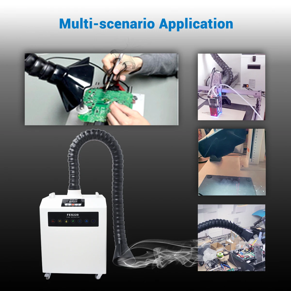 KNOKOO FES220 흡연 수집기 공기 청정기 흡수기, 레이저 조각 DTF 프린터용 용접 납땜 연기 추출기