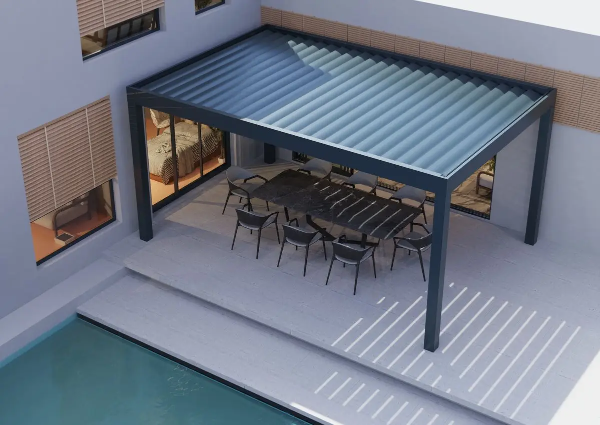 Affordable Backyard Rectangular Aluminum Alloy Pavilion Adjustable Blinds Electric Rainproof Pergola Outdoor Party Garden Gazebo