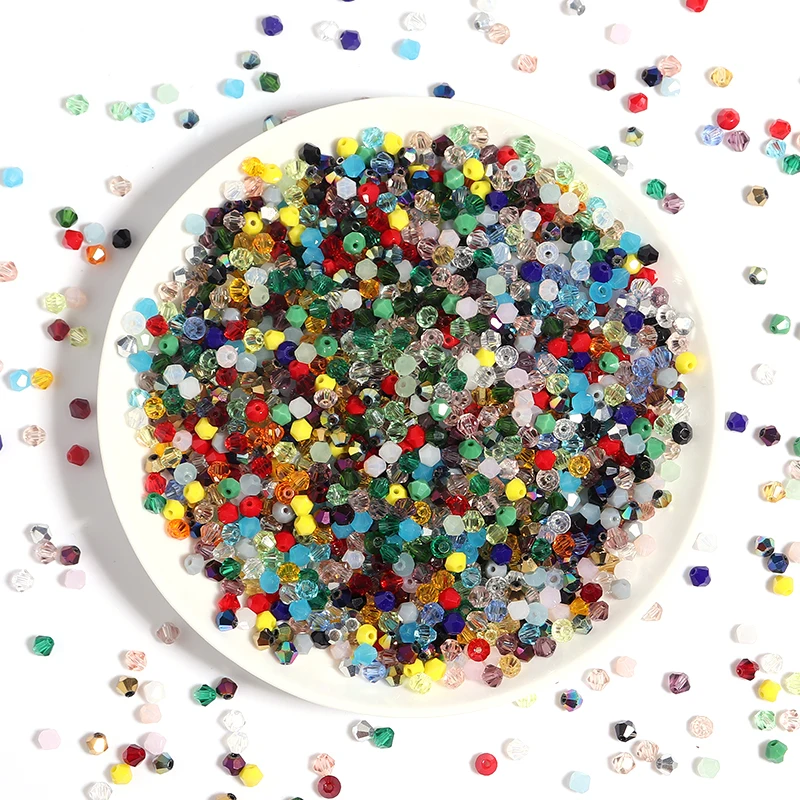 200pcs/Lot 4mm Mixed Multicolor Faceted Crystal Glass tip Bead Loose Spacer Beads for Jewelry Making DIY Bracelet Accessories