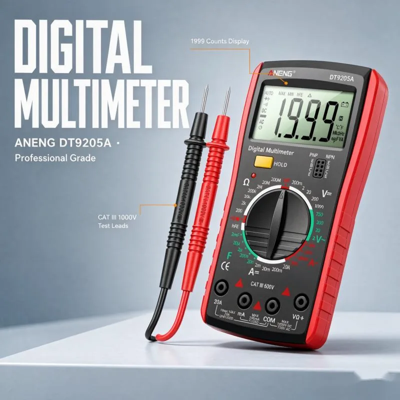 9205A Digital Multimeter 1999 Count Auto Ranging Multimeter AC/DC Voltage Current Resistance Capacitance Diode Continuity Tester