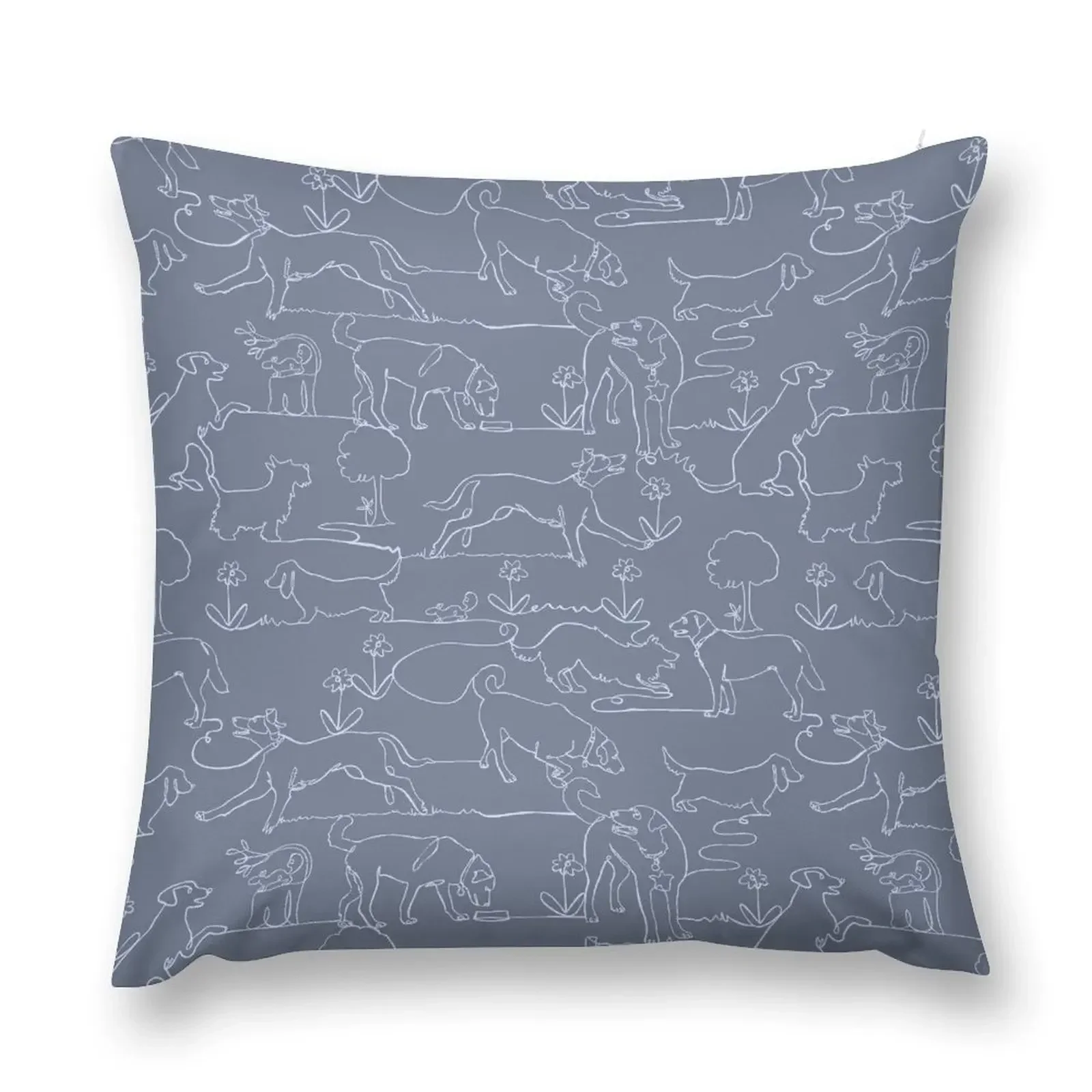 

Continuous Line Contour Dogs in Slate Grey Throw Pillow christmas pillow case christmas decorations 2025 pillow