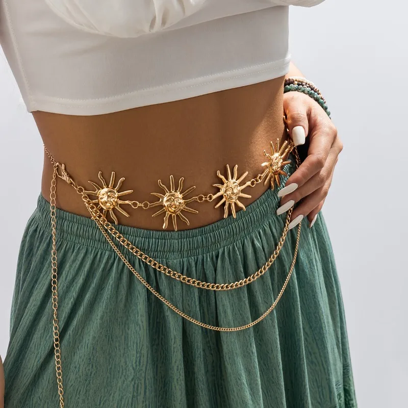 

HQ Sunflower Metal Belly Chain Iron Alloy Fashion Sweet Waist Chains High Quality Sexies Accessories Body Chain Jewelry