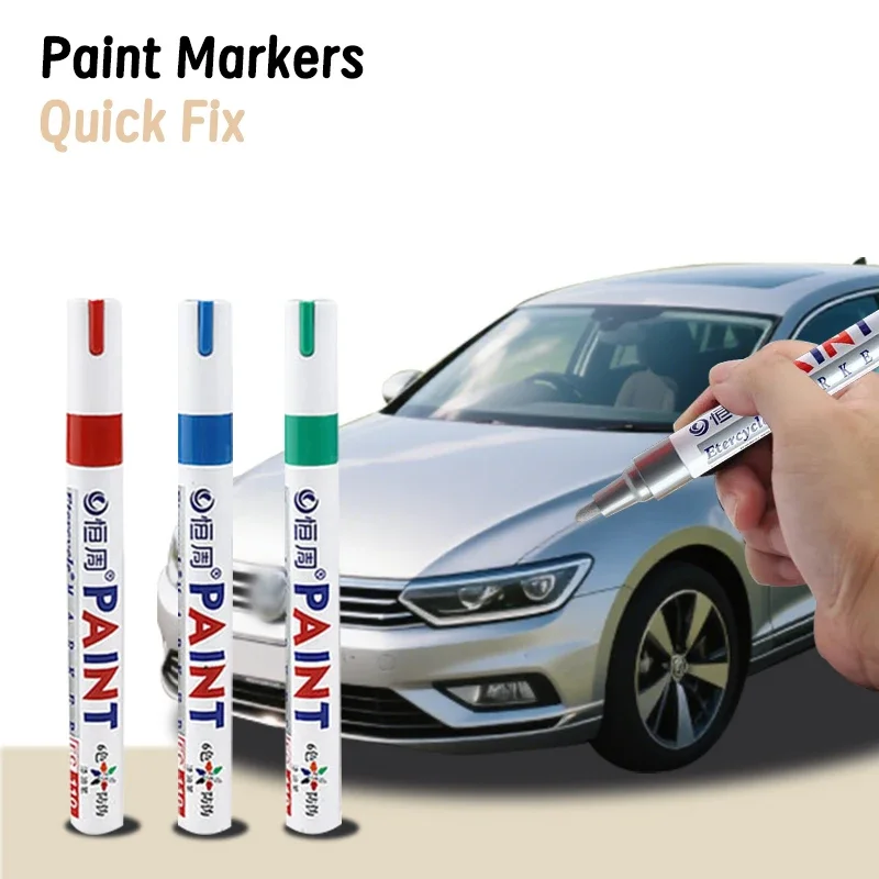 

6pcs Quick-Dry Permanent Paint Markers-Vibrant Colors, Suitable for Cars, Wheels, Tires, Fabric & Metal, Ldeal for DIY Projects