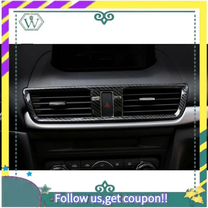 

A82U-1 Pcs Interior Middle Air Conditioning AC Outlet Vent Cover Trim & 1 Pcs Wheel Decorative Frame Panel Cover Trim