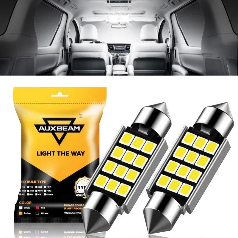 

AUXBEAM 1.54"39MM LED Bulbs 400LM 6500K White LED Interior/Dome/Map/License Plate Light Bulbs