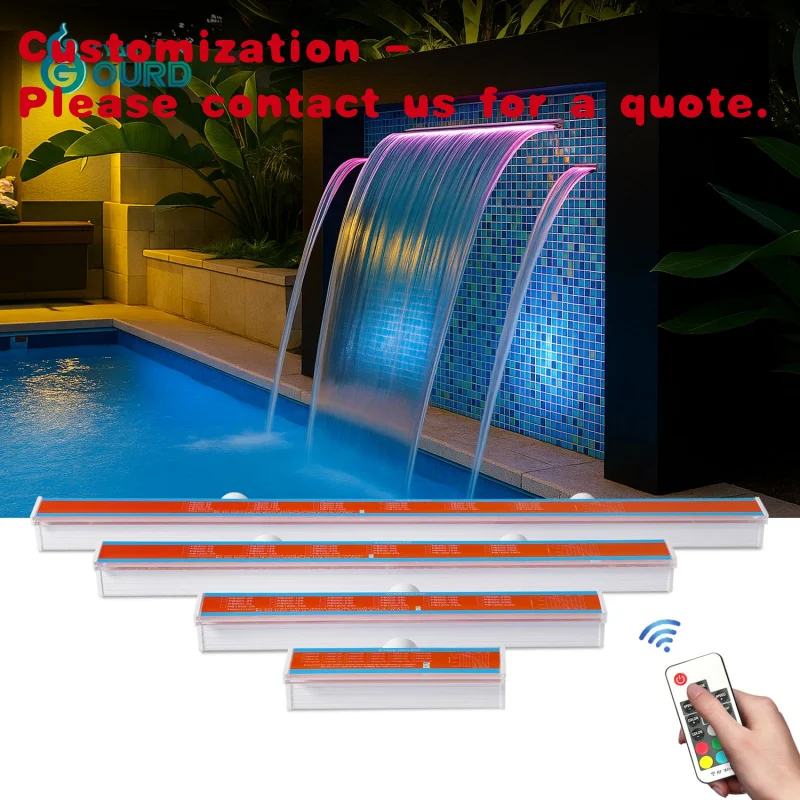 

custom.Outdoor Manufacturers 300mm 600mm 900mm 1200mm 1500mm Outlet Acrylic Outdoor Garden Pool Waterfall Descent With LED