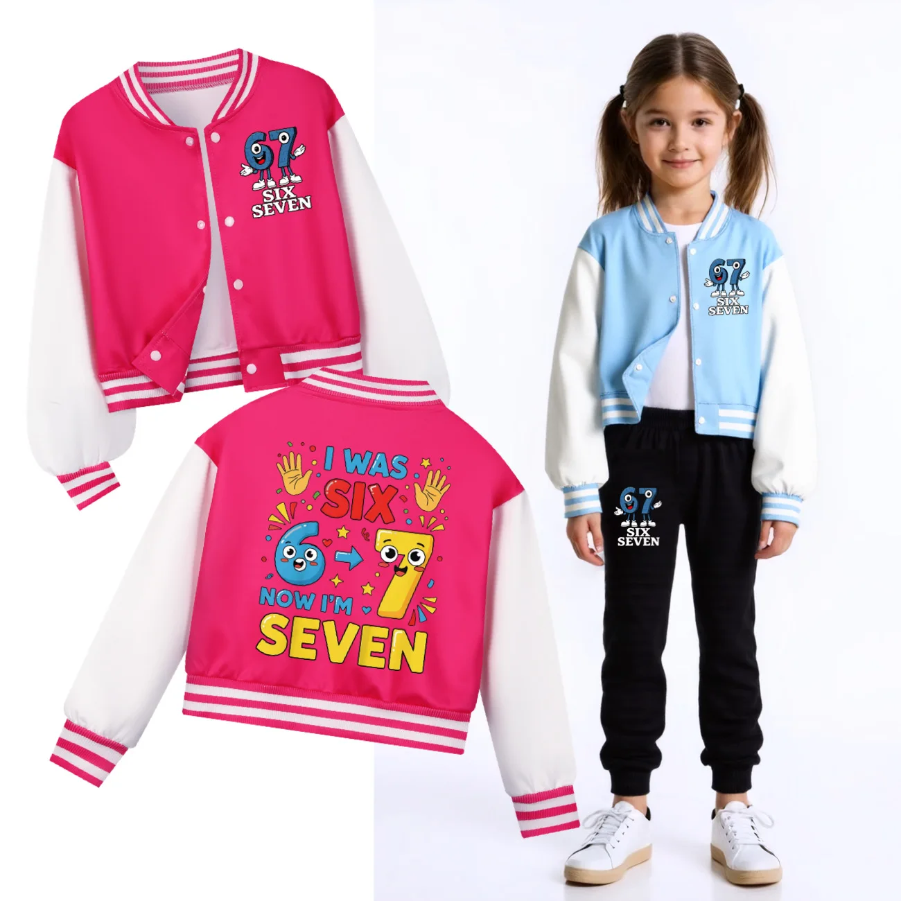 

Funny Six Seven Brainrot 67 Meme Kids Clothes Boys Baseball Uniform+Pants 2pcs set Spring Autumn Baby Girls Casual Hoodies Set