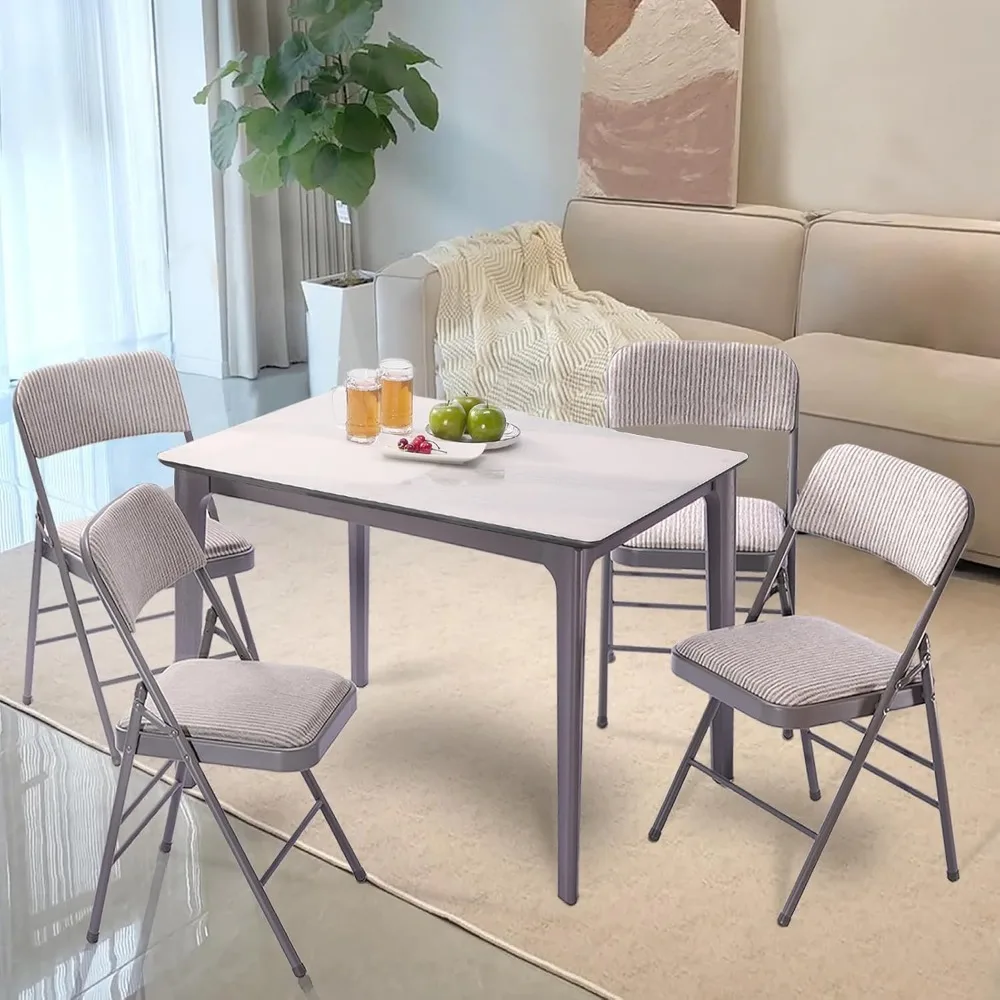 Commercial Grade Folding Chairs with PU Cushion and Back, Comfortable Padded Metal Chairs for Home Use