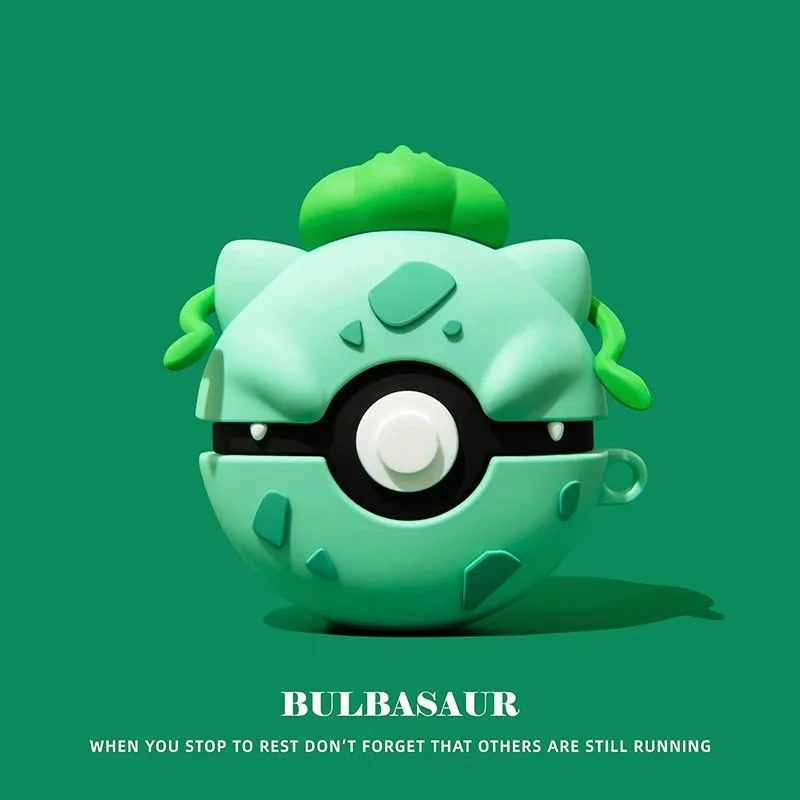 حافظة بوكيمون لأجهزة Apple AirPods 1 2 3 Airpod Pro ثلاثية الأبعاد Bulbasaur مفتاح سلسلة سماعة لاسلكية سماعة رأس بخاصية البلوتوث حافظة غطاء سيليكون