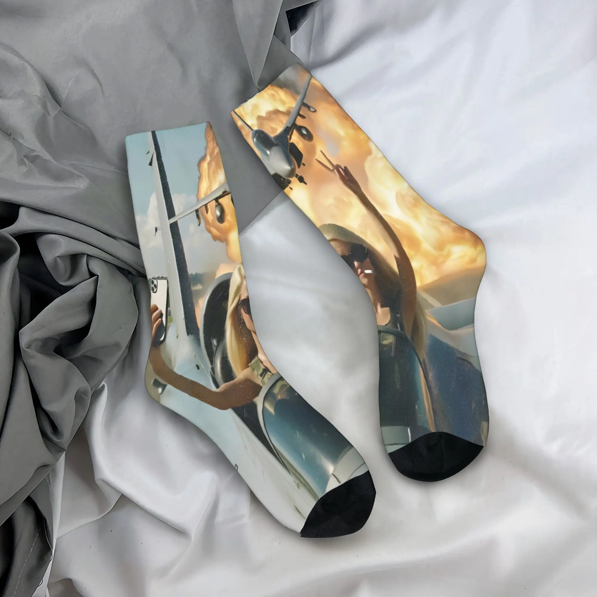 Men Women Blonde Doll Disheveled Doll Socks Comfortable Funny Happy  Socks Novelty Accessories Middle Tube Stockings