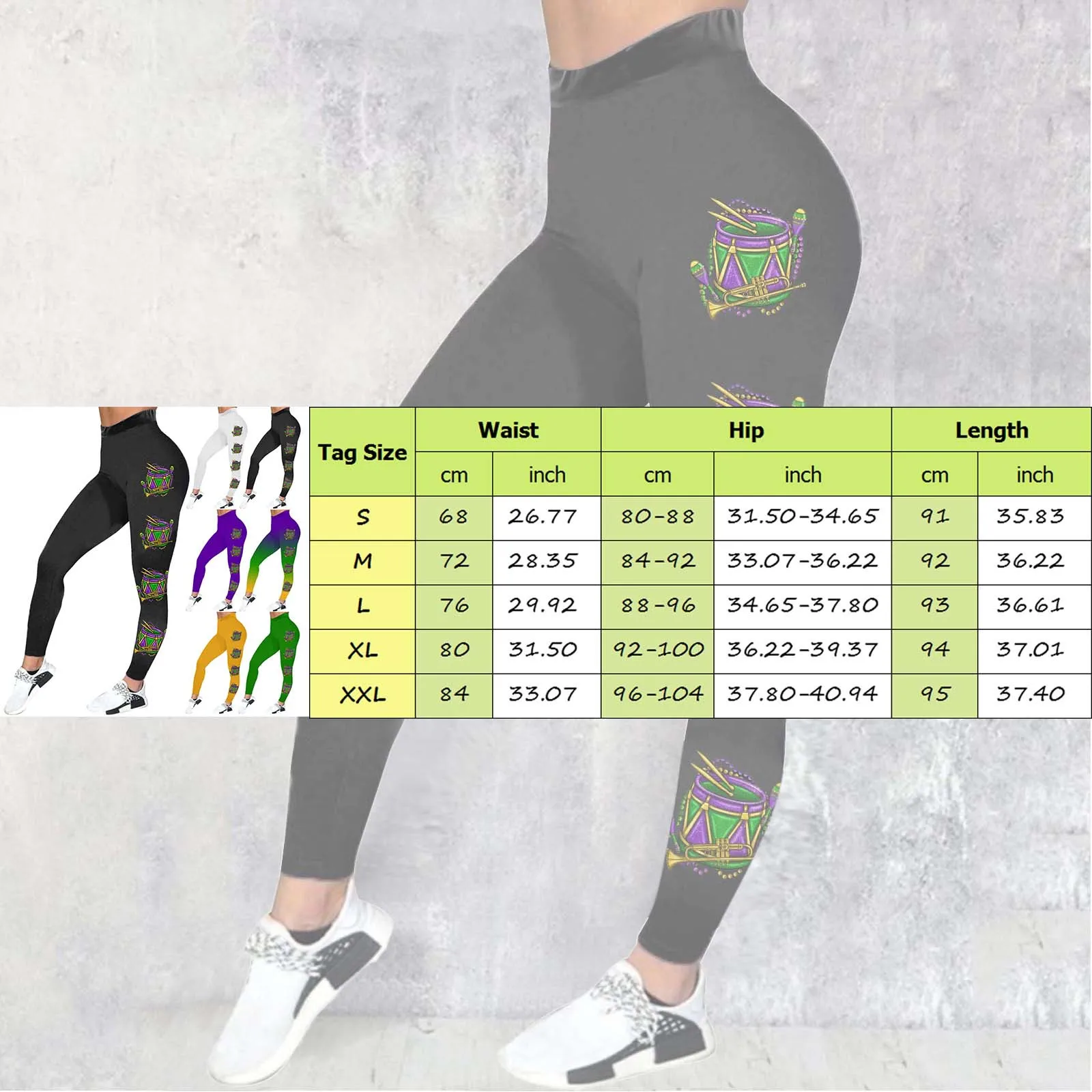 Women Mardi Gras Leggings High Waist Print Carnival Leggings Casual Colorful Print Festival Trousers