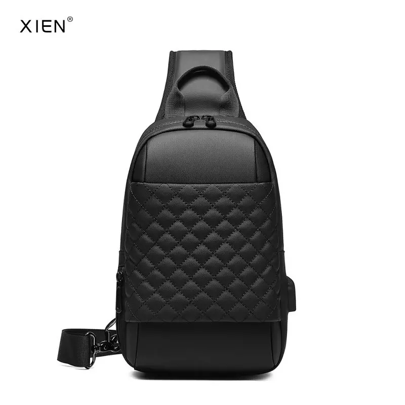 EURCOOL Messenger Bag for Men Black Crossbody Bags men for 7.9 iPad Waterproof Shoulder Bag USB Charging Chest Pack