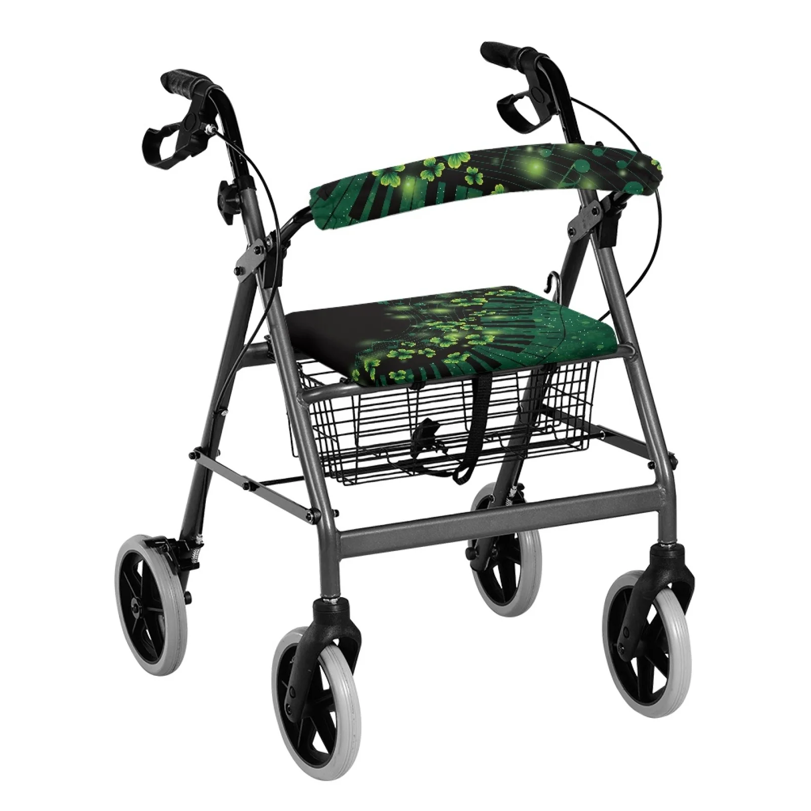Coloranimal St. Patrick's 2PCS Rollator Walker Cover Easy Fit Rollator Walker Seat Back Rest for Seniors Polyester Protection
