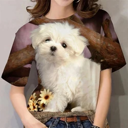 New Fashion Women's T-shirt With Cute Little Dog Graphic 3d Printed Short Sleeve Summer T-shirt Oversized Comfortable Clothing