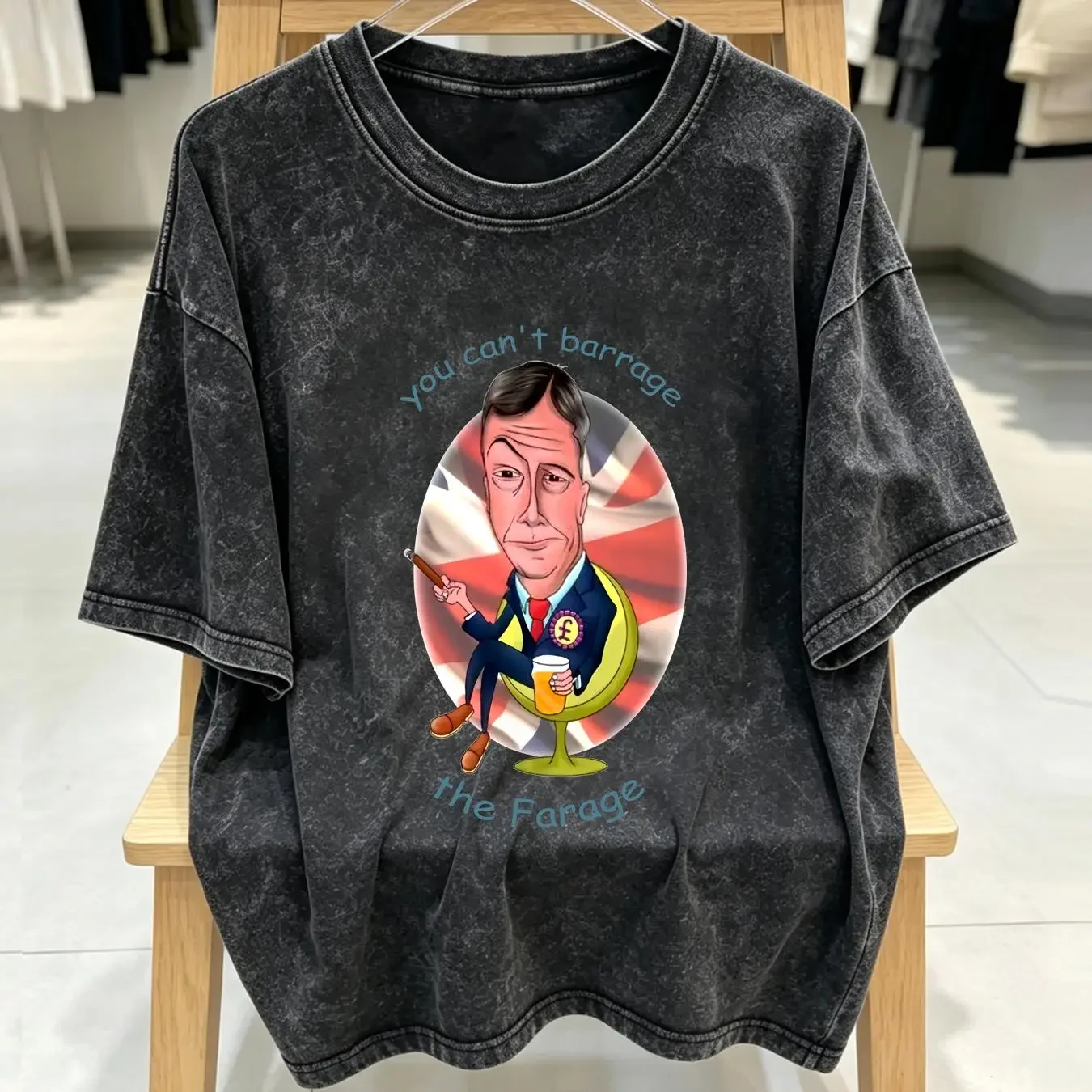 washed T Shirt Men's Farage Nigel Brexit Eco Friendly Limited Edition long or short sleeves vintage Washed streetwear
