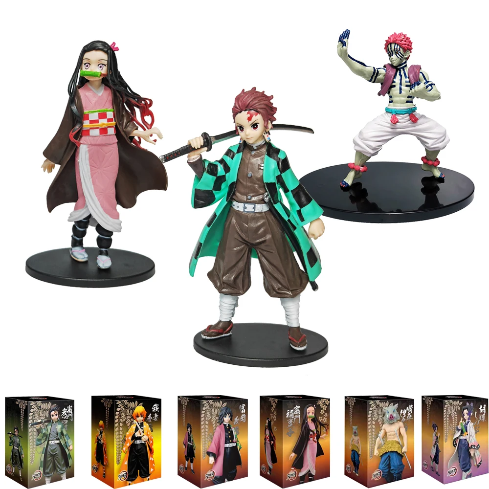 Anime Kamado Tanjirou Nezuko Demon Slayer Figurka akcji Figurki PVC Model Zabawki Zenitsu Figurka Inosuke Kimetsu No Yaiba Figurka