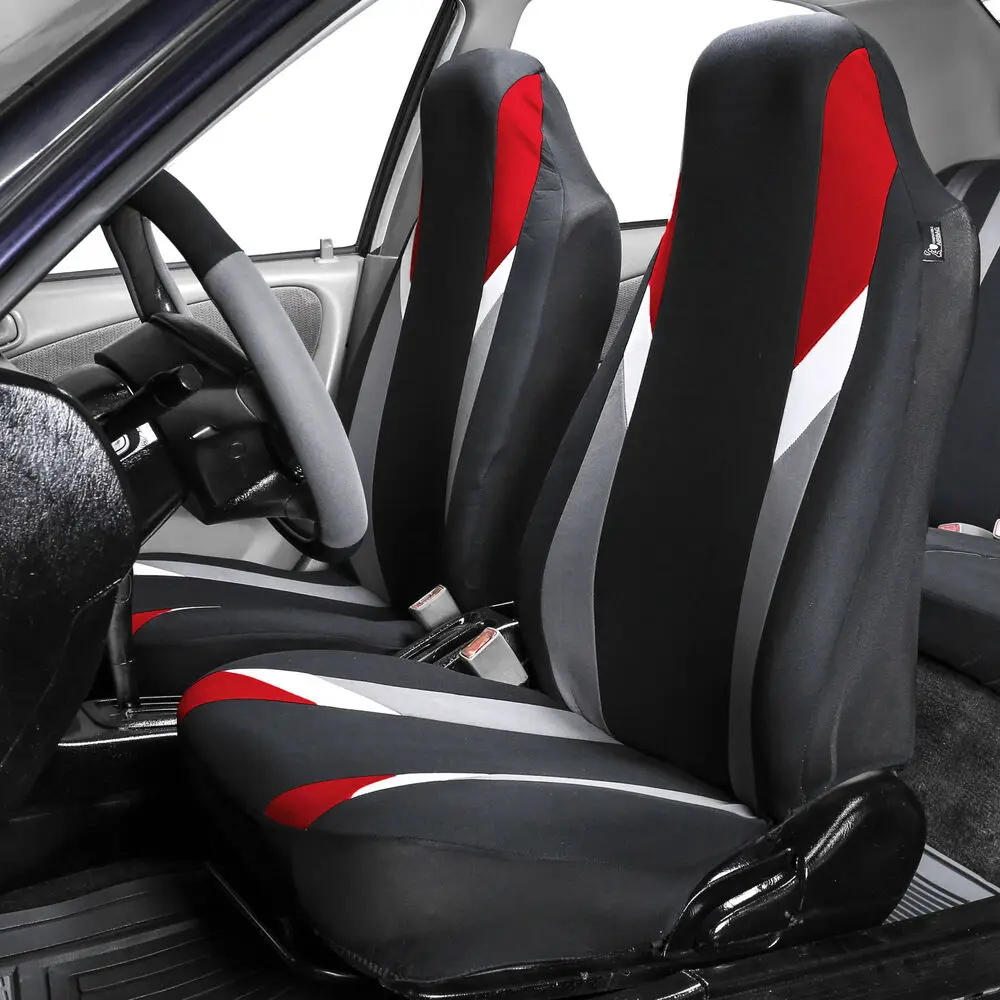 Full Set Highback Universal Car Seat Cover for Auto SUV - Red Black