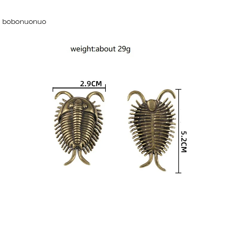 Brass Ancient insect Cambrian trilobite Small Statue Office Desktop Ornaments Tea Pets Crafts Animal Figurines Miniatures Toy