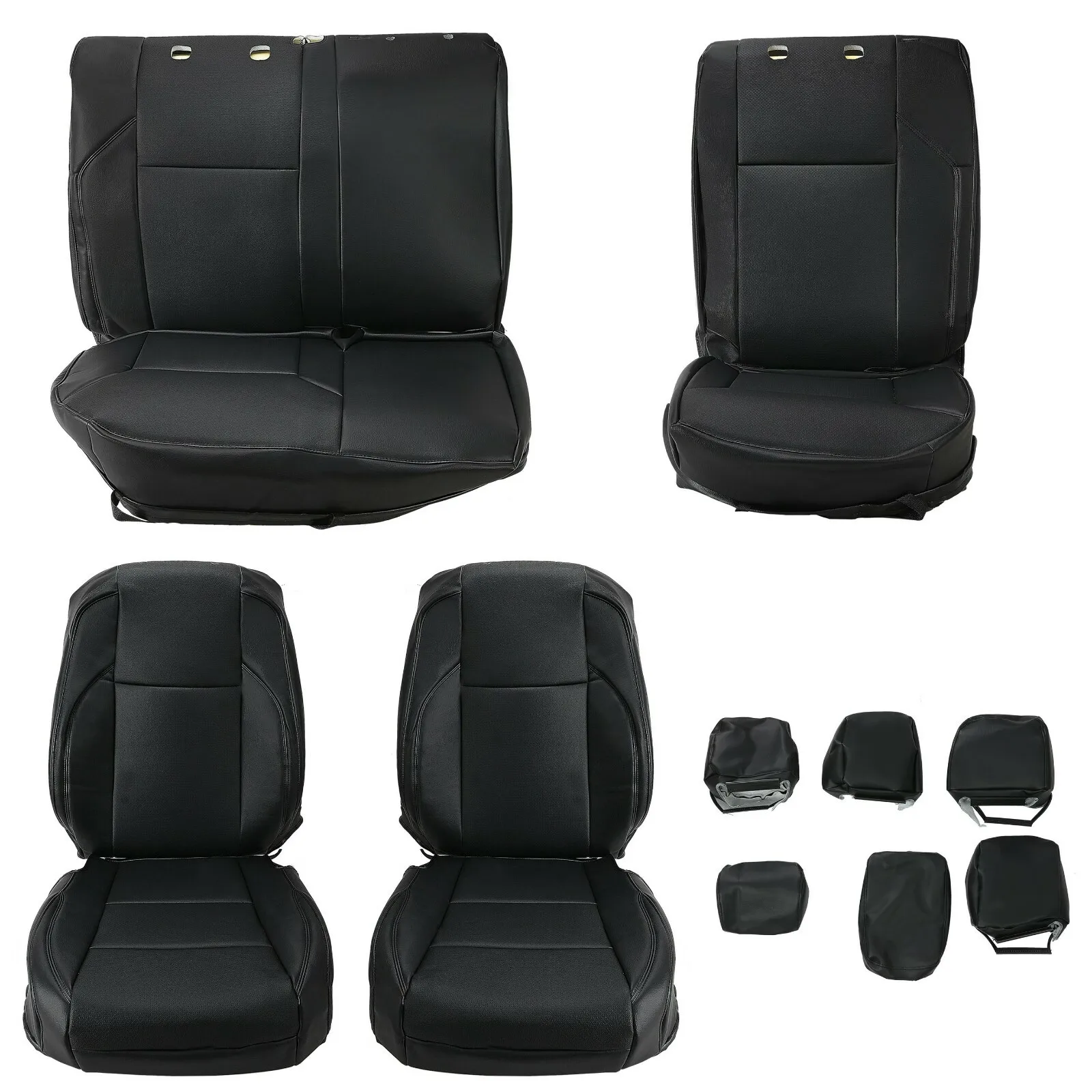 For Toyota Tacoma Crew Cab 2016-2021 2022 2023 Black Full Seat Covers Set F&R