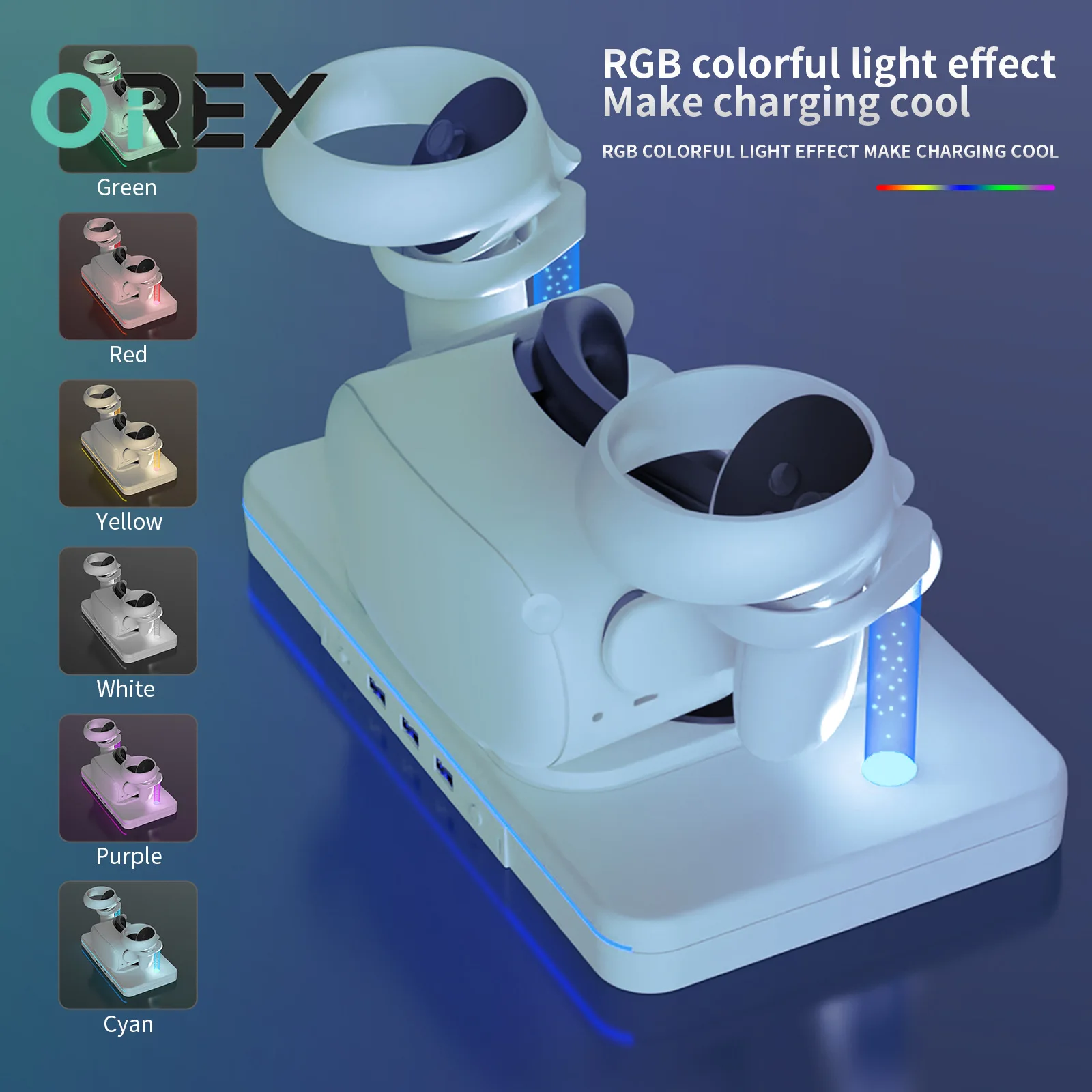 For Oculus Quest2 Stand VR Glasses Wireless Charger Colorful Luminous Base Desktop Handheld Storage