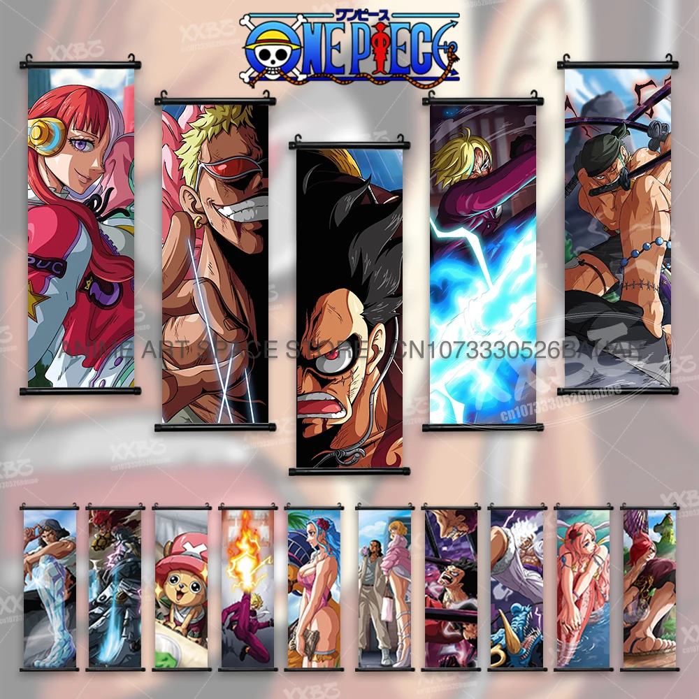 

ONE PIECE Hanging Painting Anime Posters Roronoa Zoro Wall Art Monkey D. Luffy Gear 5 Scrolls Pictures Vinsmoke Sanji Home Decor