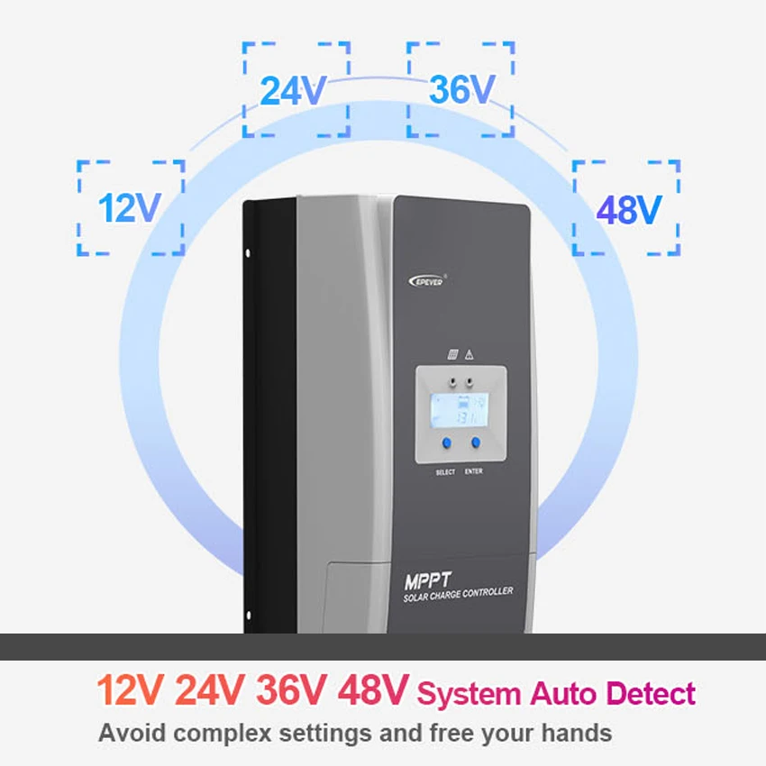 50A MPPT Solar Controller Battery 12/24/36/48V Input Auto Identify Max Solar Panel Input 150V/200V PV EPEVER 5415AN 5420AN