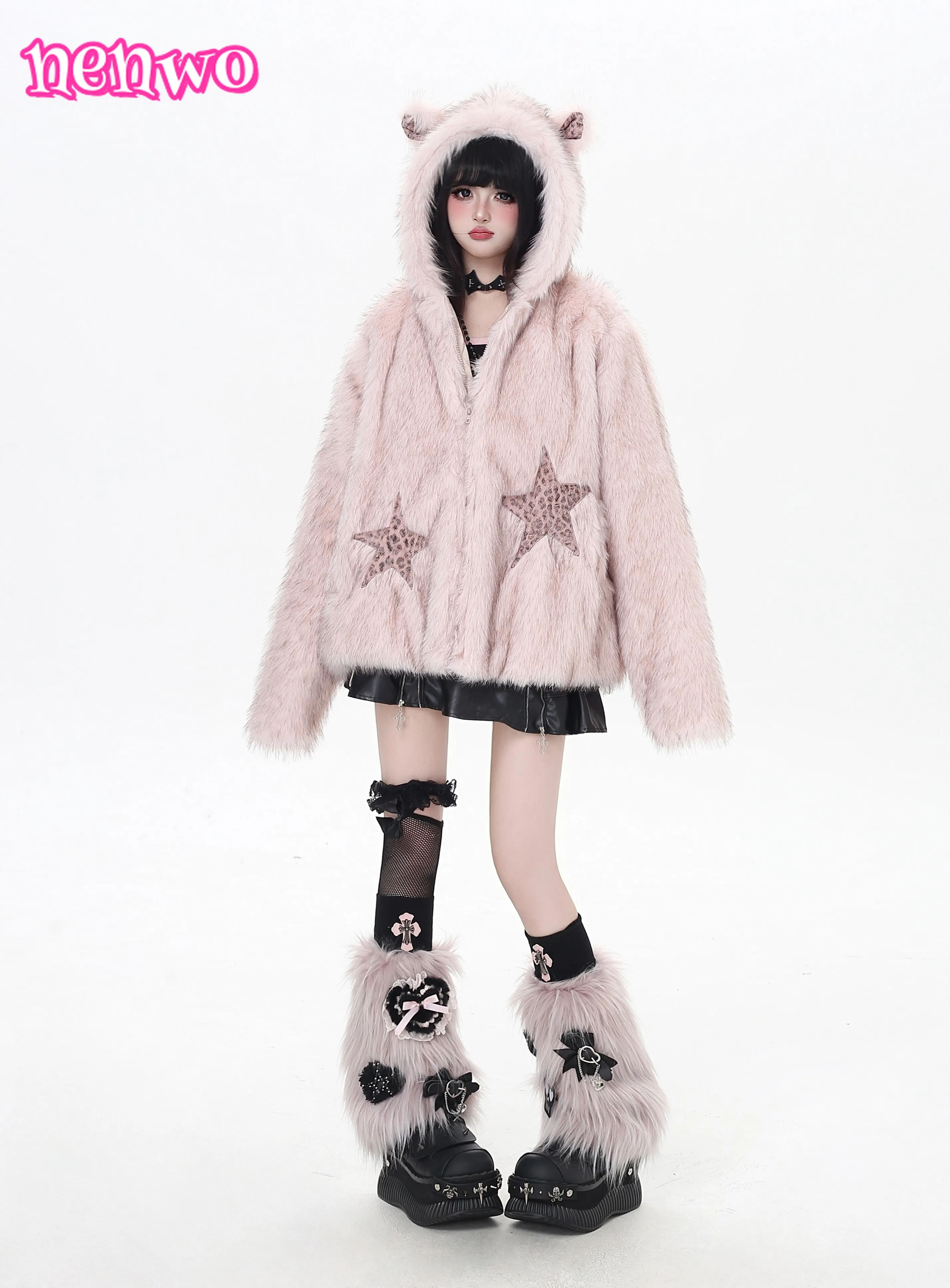 Y2K スリムフィット フェイクファーコート 女性用、体型を美しく見せる冬用ジャケット スイートクールスタイル 多用途アウターウェア