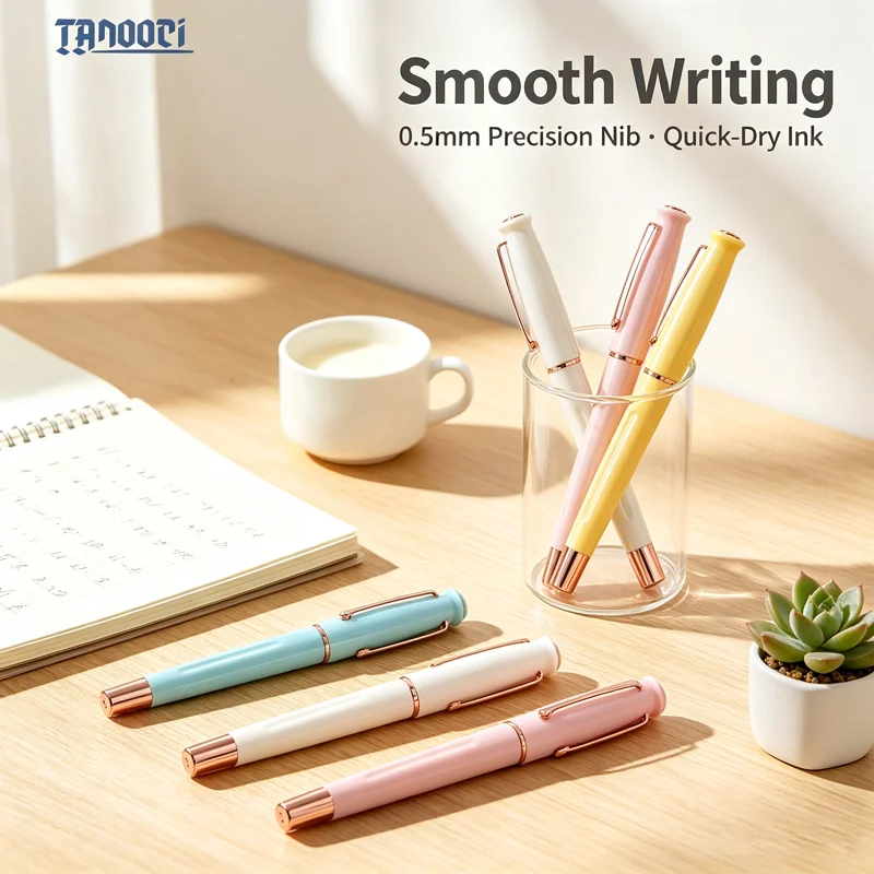 TANOOCI Fountain Pen Morning Mist Series,Macaron Color Resin Pen Magnetic Cap,Replaceable Ink Fine Nib Writing Pen ForPenmanship